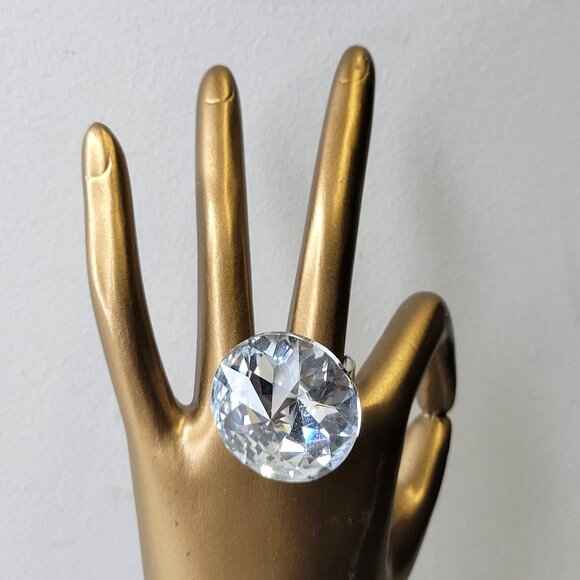 Huge Crystal Fashion Stretch Ring, Large Statement Crystal Ring,Cocktail Ring - Picture 1 of 8